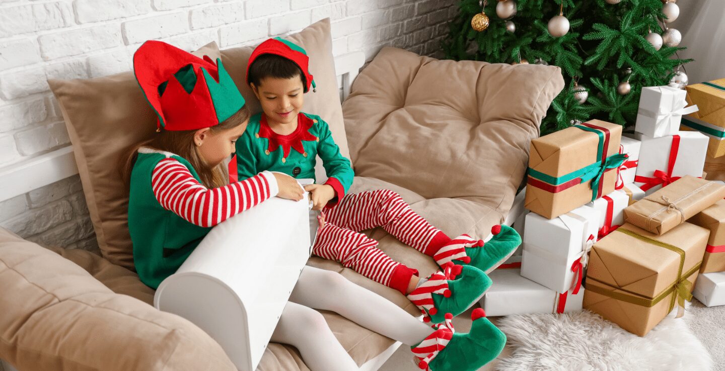 Children in elf costumes having the best Christmas in Coventry